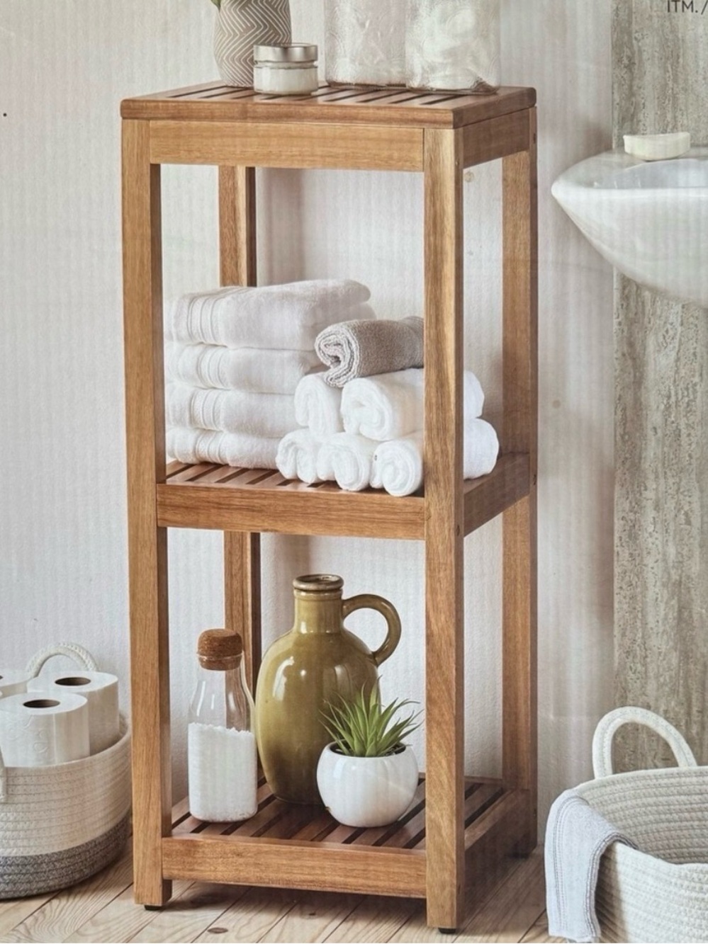 Mesa 3 Tier Acacia Storage Tower Wooden
Bathroom Shelf - Natural Brown Brand New